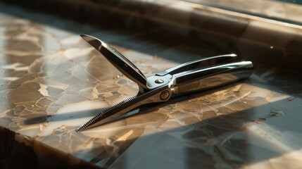 Nail clipper in action, focusing on its sharp edges and ergonomic design, a household staple
