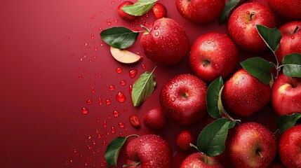 Fresh ripe red apple, delicious juicy fruit perfect for web design and marketing projects