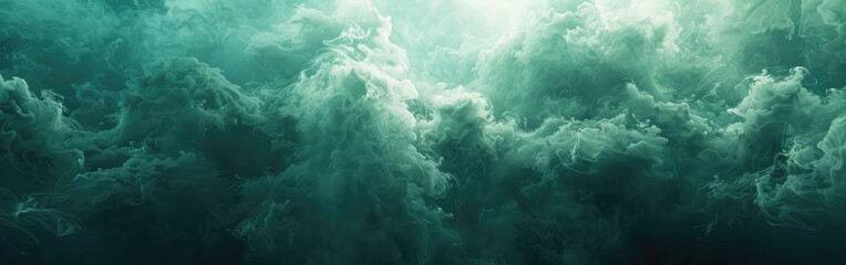 Enchanting Dark Green Watercolor Mist with Abstract Magic Spell and Contrast Vapor Floating in the Air - Perfect for Background, Banner, and Texture