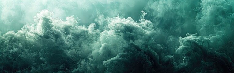 Enchanting Dark Green Watercolor Mist with Abstract Magic Spell and Contrast Vapor Floating in the Air - Perfect for Background, Banner, and Texture - Powered by Adobe