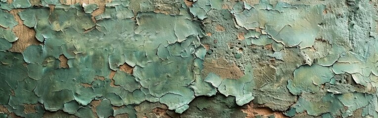 Rustic Green Grunge Concrete Wall Texture with Weathered Grain and Colored Painted Abstract Design