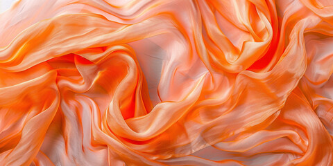Elegant Orange and White Silk Fabric Background for Fashionable Dress Design Concept