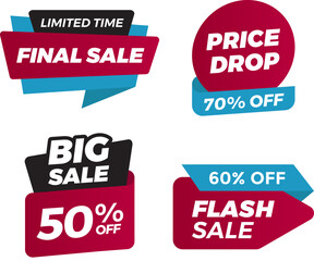 vector sale label set with discount