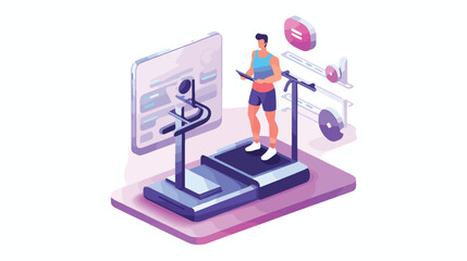 Fitness blog chat icon. Isometric of Fitness blog c