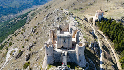 Rocca di Calascio, Abruzzo, Italy, aerial photography - obrazy, fototapety, plakaty