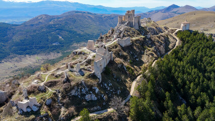 Fototapeta na wymiar Rocca di Calascio, Abruzzo, Italy, aerial photography