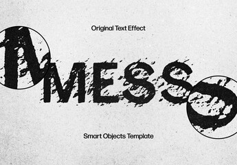 Messy Print Text Effect Mockup - obrazy, fototapety, plakaty