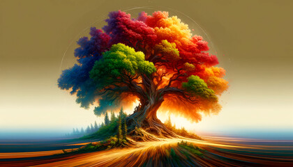 rainbow tree illustration