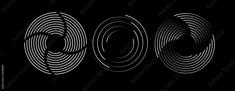 Wall mural speed lines in circle form. radial speed lines in circle form. black thick halftone dotted speed lin
