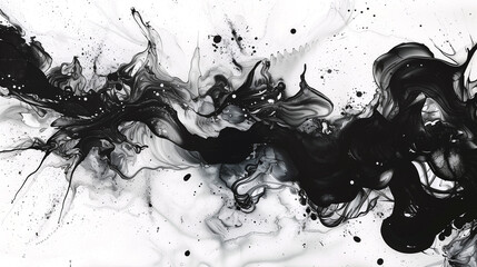 黒の抽象的な背景。水彩イラスト。インクアート
