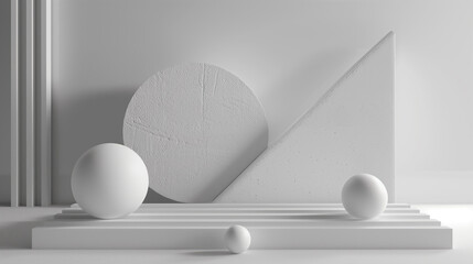 白の3Dのコンポジション。幾何学的な立体背景。