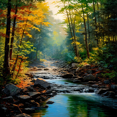 beautiful landscape with a river and a mountain