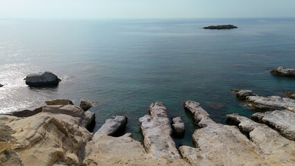 Fototapeta na wymiar aerial pictures taken with a DJI Mini 4 Pro drone over Ektoras Beach in Cyprus: