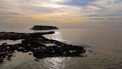 Aerial pictures made with a dji mini 4 pro drone over Agios Georgios Chapel & Yeronissos Island