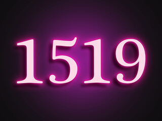 Pink glowing Neon light text effect of number 1519.