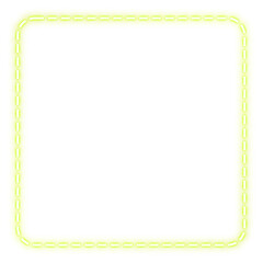yellow square frame line stitch and neon light - obrazy, fototapety, plakaty