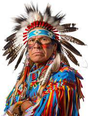 Fototapeta premium American Indian traditional outfit and decor transparent background