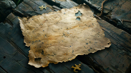 A torn piece of paper with a compass on it,Symbolizing the discovery of treasure
