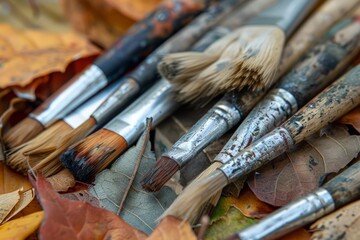 Obraz premium A bunch of paintbrushes with different colors and sizes