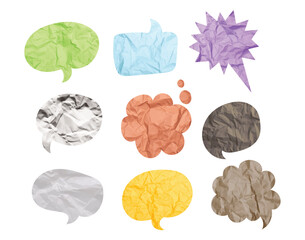 Bubble dialog paper texture, collage design set vector design