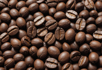 Naklejka premium macro coffee beans, in editorial photography