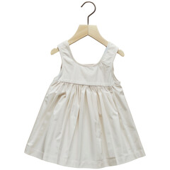 White children's dress on a hanger, isolated on transparent background
