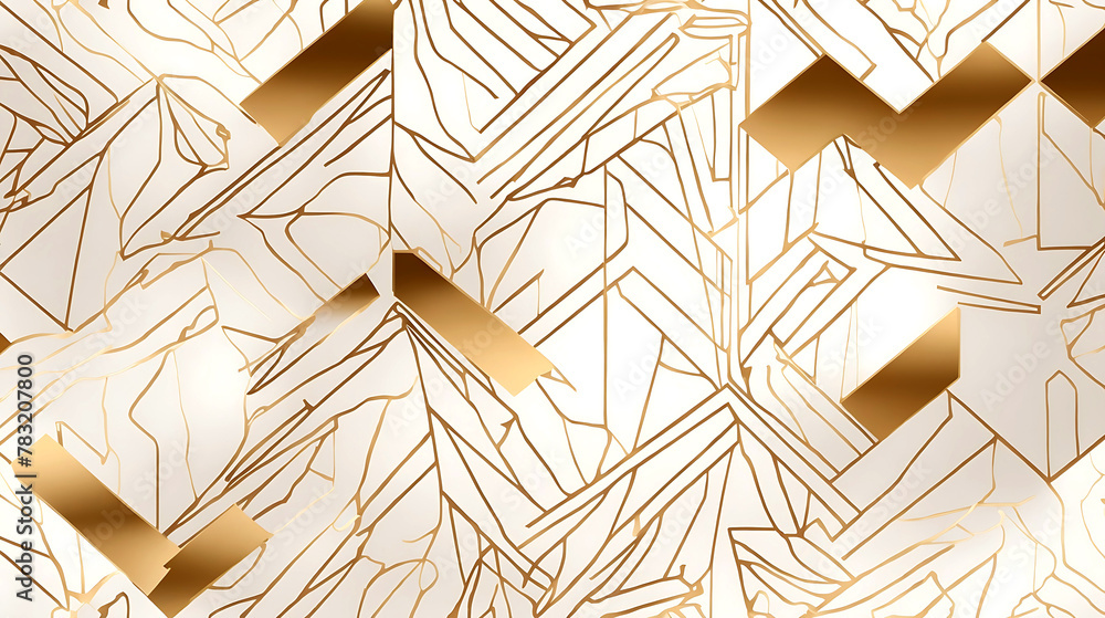 Aufkleber abstract simple geometric vector seamless pattern with gold line texture on white background. light 