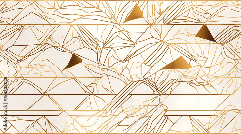 Aufkleber abstract simple geometric vector seamless pattern with gold line texture on white background. light 