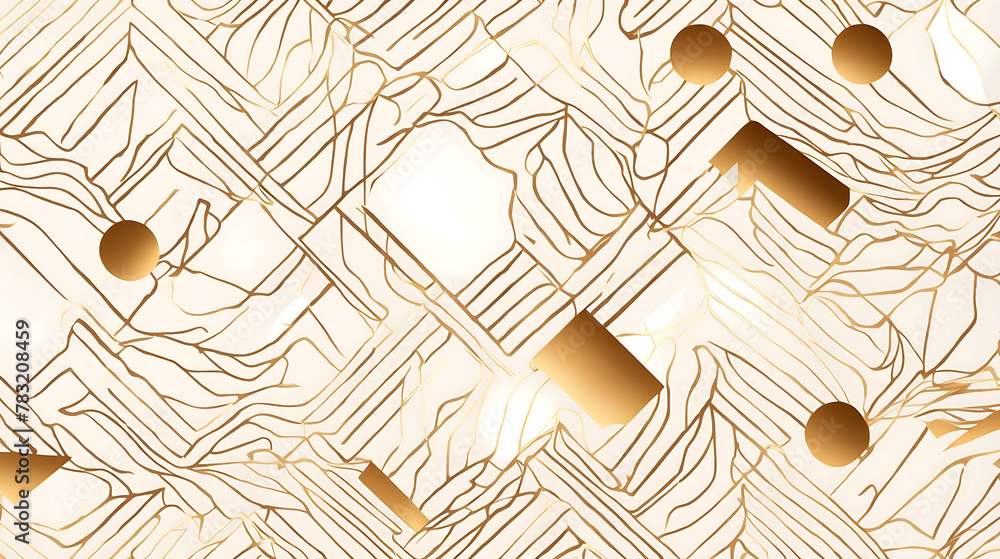 Aufkleber abstract simple geometric vector seamless pattern with gold line texture on white background. light 