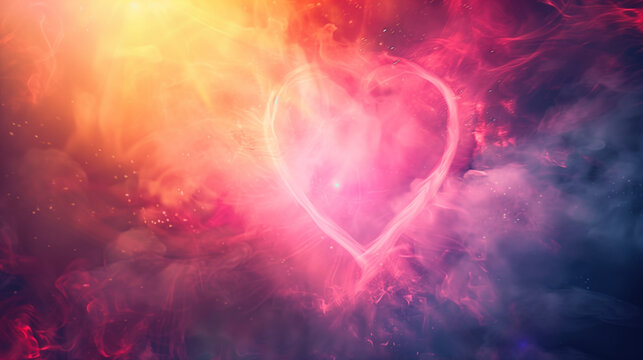 heart in the clouds love soulmate valentine day smoke background lovely - by generative ai