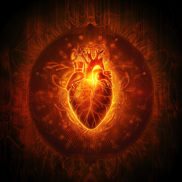 Burning heart love romance valentine day soulmate fire passion  - by generative ai