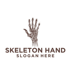Skeleton hand, vintage logo vector illustration
