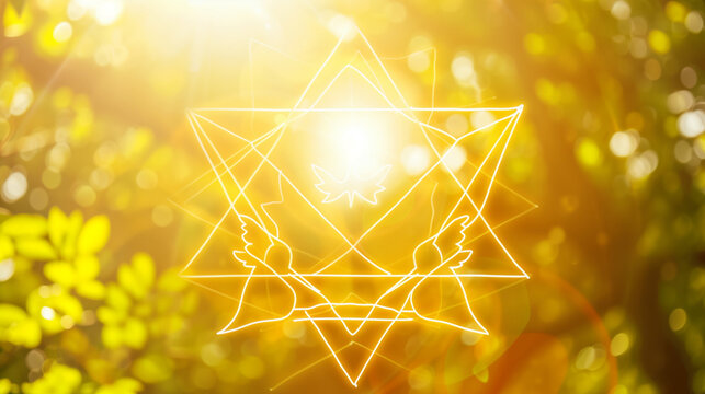 golden christmas lights spiritual sacred geometry symbol - by generative ai