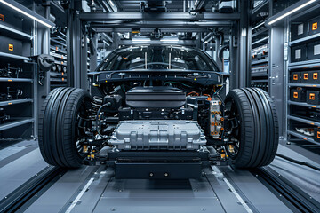 Fototapeta premium Design and engineering of components EV car. 