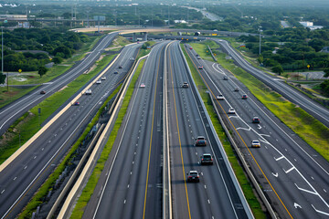 Expressway top view, Road traffic an important infrastructure. 