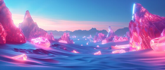 Metaverses neon desert, digital sand shimmering with possibilities and innovations.