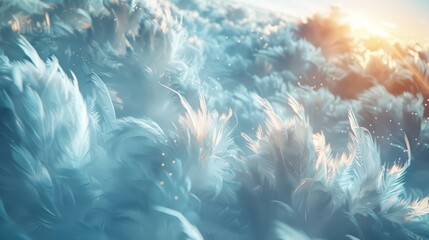 Minimalist 3D-rendered digital feathers of light, embodying the weightlessness of cloud computing
