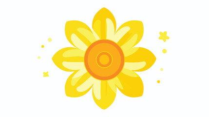 Flower-shape sun flat icon. Drawing decorative elem