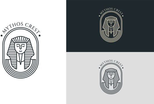 Ancient Egyptian Inspired Logo for Mythos Crest - Pharaoh Illustration Minimalist Design