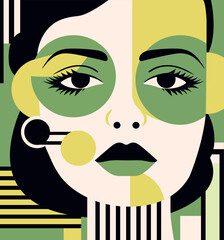 Woman modern icon avatar. Woman design. Abstract contemporary poster. Wall art design. Vector stock	