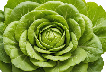 Fototapeta premium Fresh lettuce on isolated white background , juicy and fresh, top view, Flat lay, no shadows