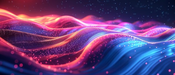 Obraz premium 3D-rendered minimalist neon flows, depicting the seamless stream of innovations