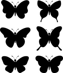 Set of hand-drawn butterflies of colors
