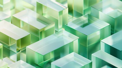 flat geometric art, design, Frosted plastic, simple, smooth, Isometric icon, green frosted acrylic material, green white gradients, white background