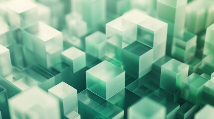 Obraz premium flat geometric art, design, Frosted plastic, simple, smooth, Isometric icon, green frosted acrylic material, green white gradients, white background