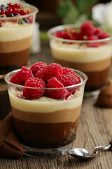 jelly dessert in a glass with fresh berries