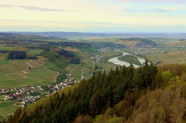 Die Orte Pölich (links) und Detzem (rechts) an der Mosel. Aussicht vom Aussichtsturm...