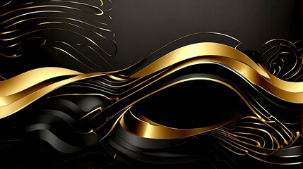 Abstract technology black and luxury golden template