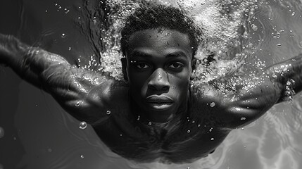 athletic build guy in water