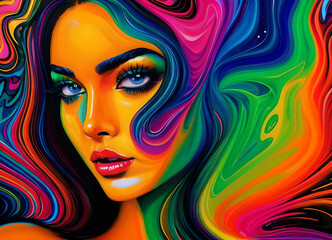 Girl in obstructive oil paints,generative ai